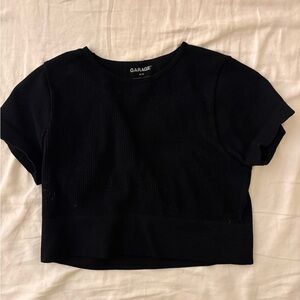 Garage Classic Black Ribbed Crop Top
